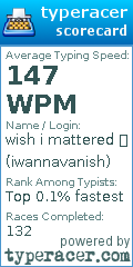 Scorecard for user iwannavanish