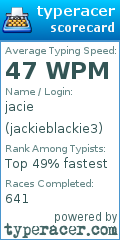 Scorecard for user jackieblackie3