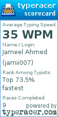 Scorecard for user jamii007