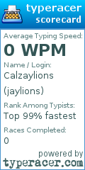 Scorecard for user jaylions