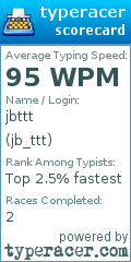 Scorecard for user jb_ttt