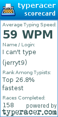Scorecard for user jerryt9