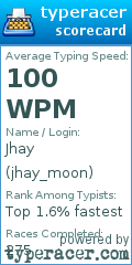 Scorecard for user jhay_moon