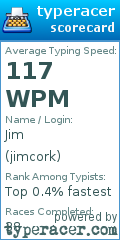 Scorecard for user jimcork