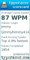 Scorecard for user jimmyhimmy414