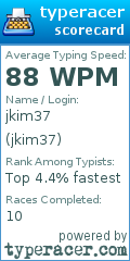 Scorecard for user jkim37