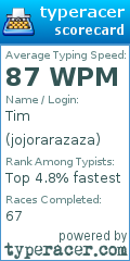 Scorecard for user jojorarazaza