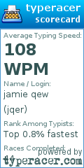Scorecard for user jqer