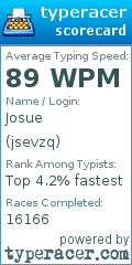 Scorecard for user jsevzq