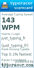 Scorecard for user just_typing_fr