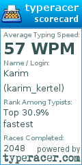 Scorecard for user karim_kertel
