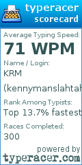 Scorecard for user kennymanslahtah