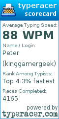 Scorecard for user kinggamergeek