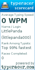 Scorecard for user littlepanda000