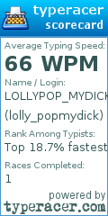 Scorecard for user lolly_popmydick