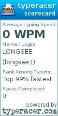 Scorecard for user longsee1