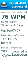 Scorecard for user lucifer9747