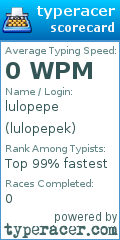 Scorecard for user lulopepek