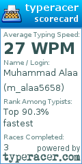 Scorecard for user m_alaa5658