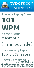 Scorecard for user mahmoud_adel
