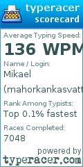 Scorecard for user mahorkankasvattaja
