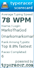 Scorecard for user markomarkomarko