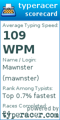 Scorecard for user mawnster