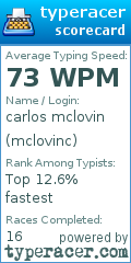 Scorecard for user mclovinc