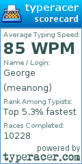 Scorecard for user meanong