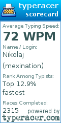 Scorecard for user mexination