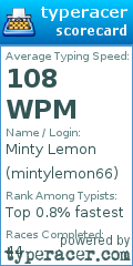 Scorecard for user mintylemon66