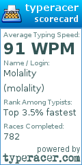Scorecard for user molality