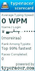 Scorecard for user moreiraa