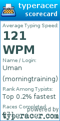 Scorecard for user morningtraining