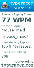 Scorecard for user mouse_maid
