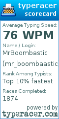 Scorecard for user mr_boombaastic
