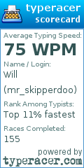 Scorecard for user mr_skipperdoo