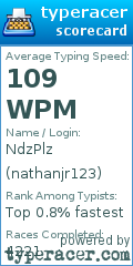 Scorecard for user nathanjr123