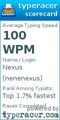 Scorecard for user nenenexus