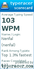 Scorecard for user nenfal
