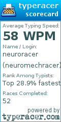 Scorecard for user neuromechracer