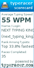 Scorecard for user next_typing_king