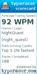 Scorecard for user night_quest