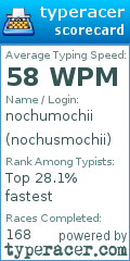 Scorecard for user nochusmochii