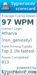 Scorecard for user non_geniosity