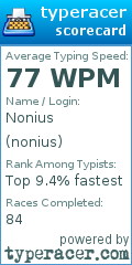 Scorecard for user nonius