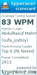 Scorecard for user oufa_joyboy