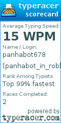 Scorecard for user panhabot_in_roblox