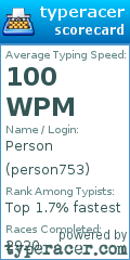 Scorecard for user person753