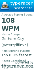 Scorecard for user petergriffinxd